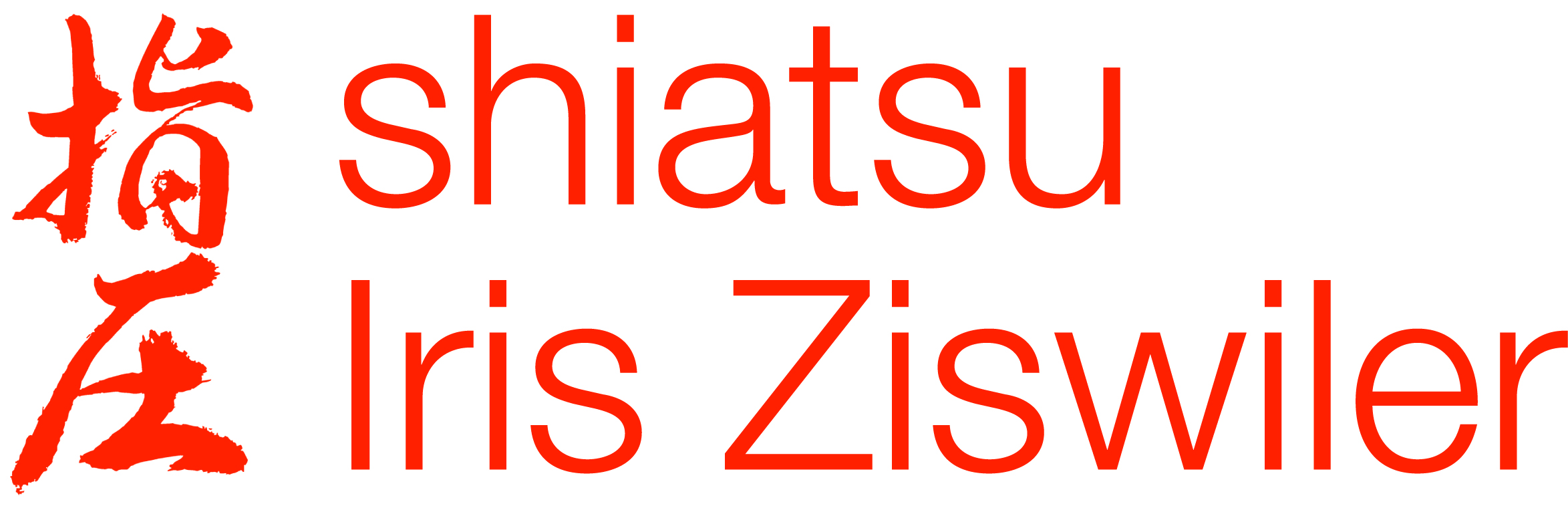 Chinesisches Zeichen für Shiatsu plus Schriftzug shiatsu Iris Ziswiler